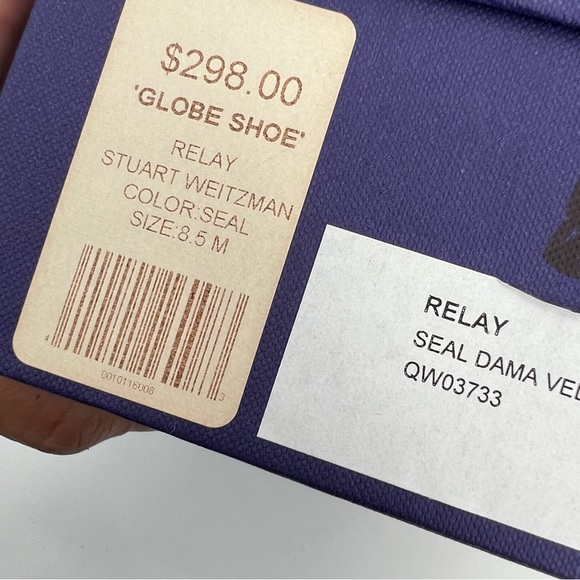 NWT Stuart Weitzman Relay Quilted Suede Sneakers Lead Brown Globe Shoes 8.5 N - Picture 4 of 13